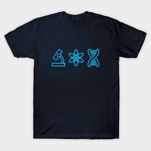 Neon Blue Science Icons T-Shirt T-Shirt by happinessinatee